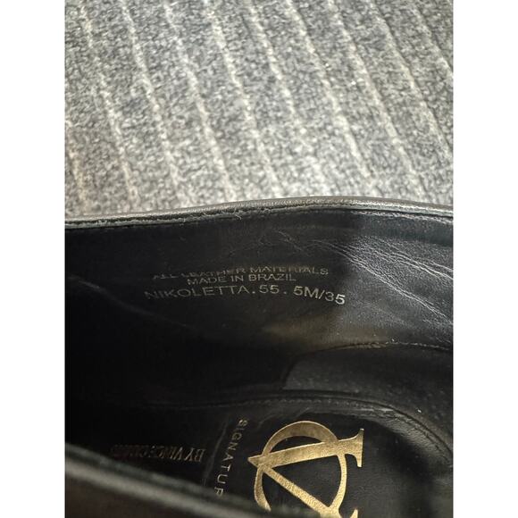 Vince Camuto Signature Nikoletta Black Leather Peep-toe Ankle Bootie Size 5 M - Picture 8 of 8